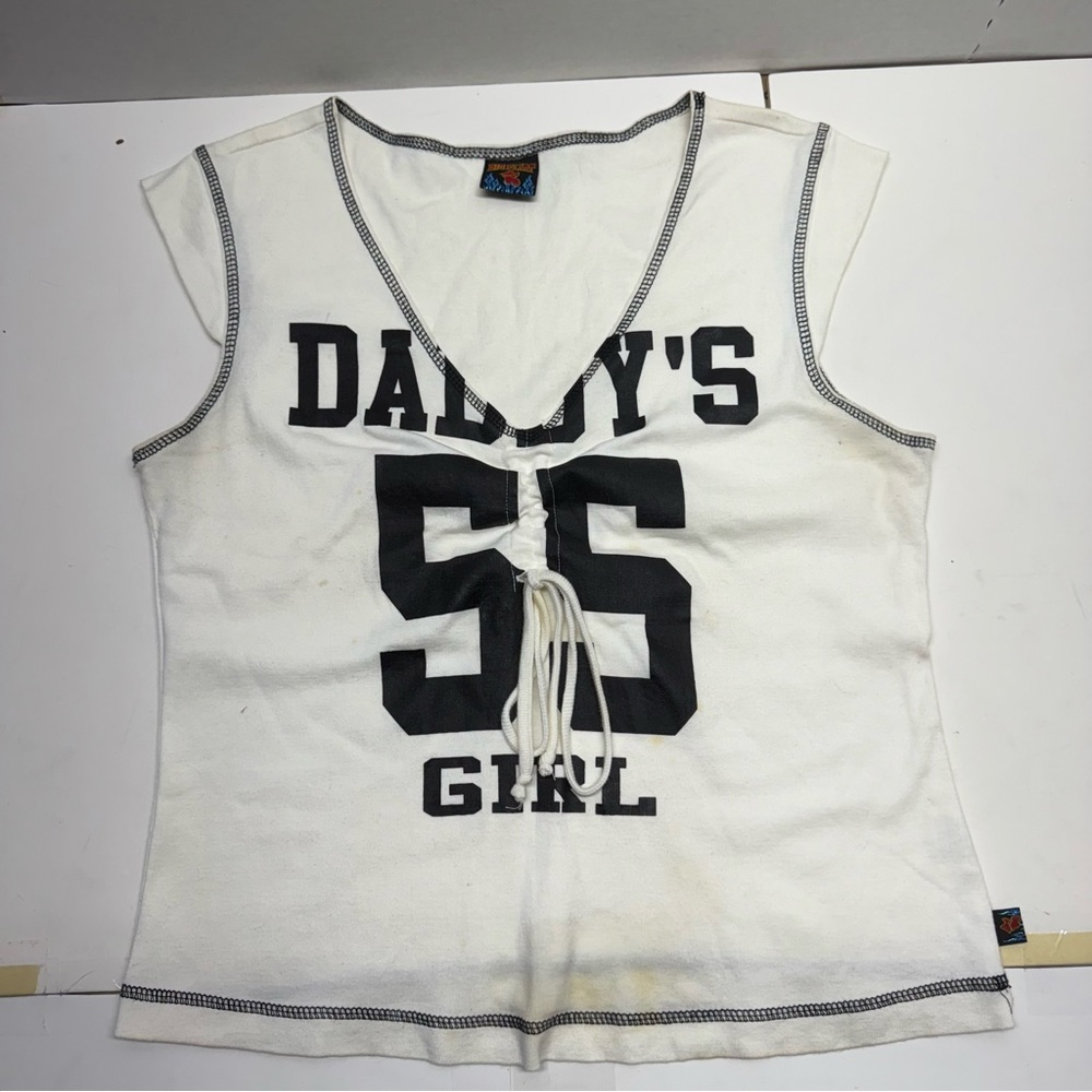 Y2K Daddys Girl Slogan Varsity Tank Top